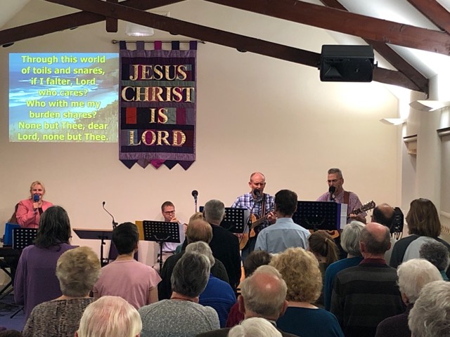 Praise and worship in Fort William Baptist Church in Scotland